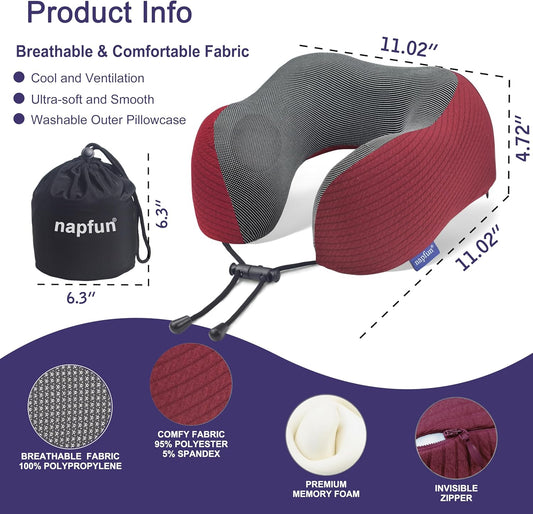 Contoured Memory Foam Travel Neck Pillow
