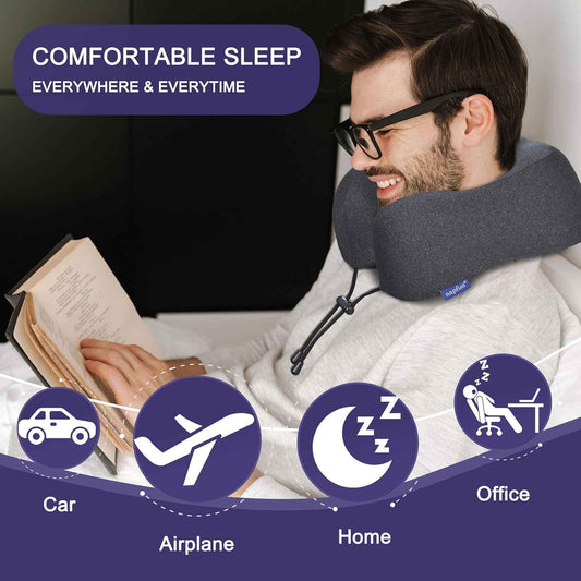 Ergonomic Memory Foam Flight Pillow with Integrated Support