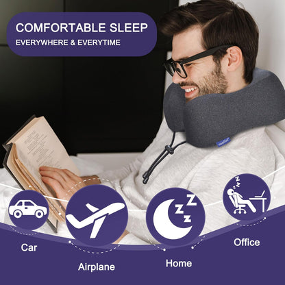 Contoured Memory Foam Travel Neck Pillow