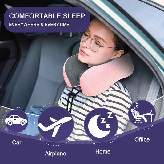 Ergonomic Memory Foam Flight Pillow with Integrated Support