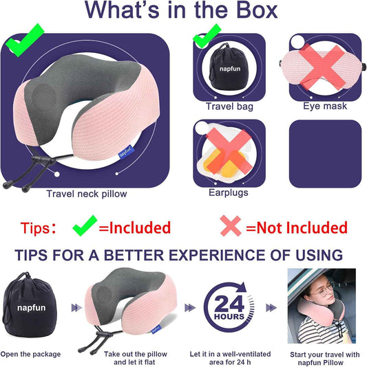 Ergonomic Memory Foam Flight Pillow with Integrated Support