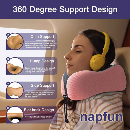 Ergonomic Memory Foam Flight Pillow with Integrated Support
