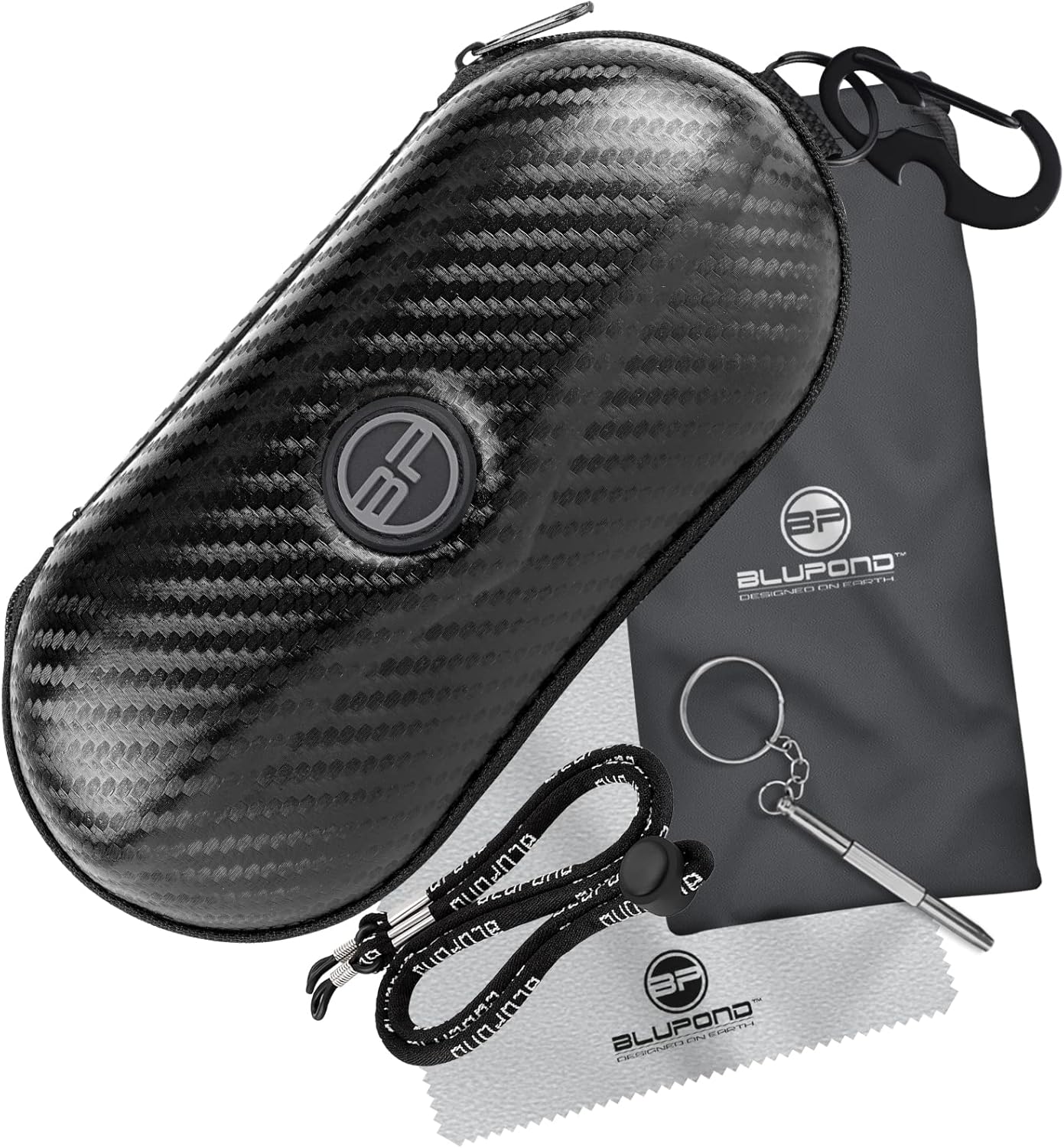 Sunglasses Case Semi Hard EVA Shell with Metal Hanging Hook Belt Clip Sun Glasses Storage