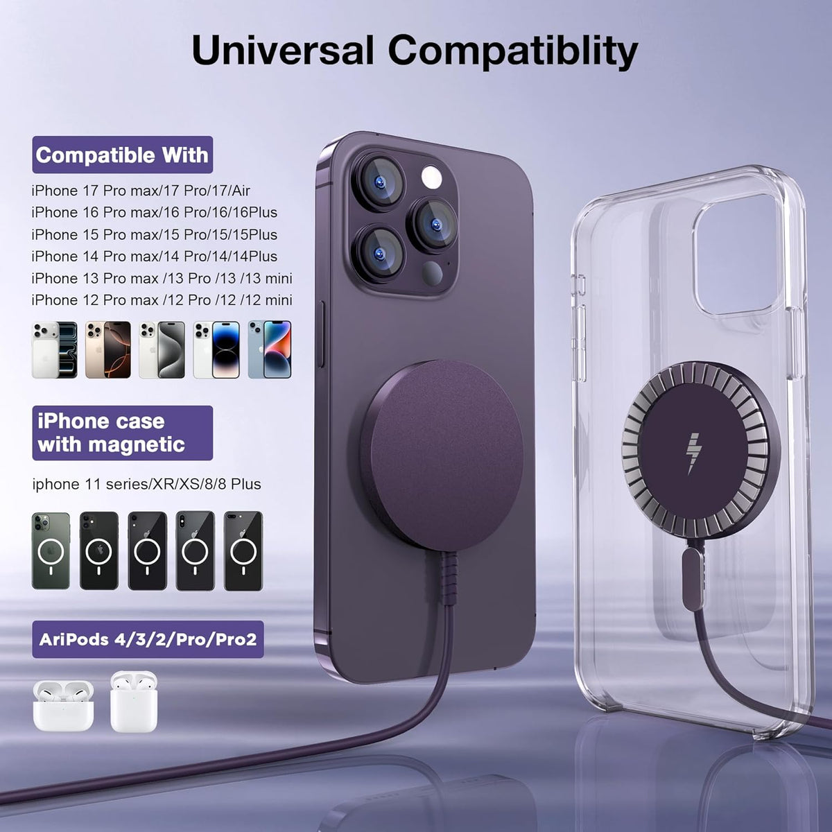 Bohuma 15W Magnetic Wireless Charger 2-Pack