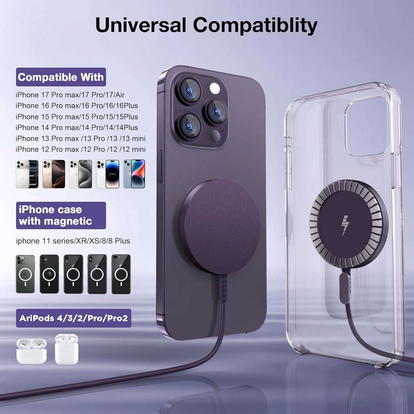 Bohuma 15W Magnetic Wireless Charger 2-Pack