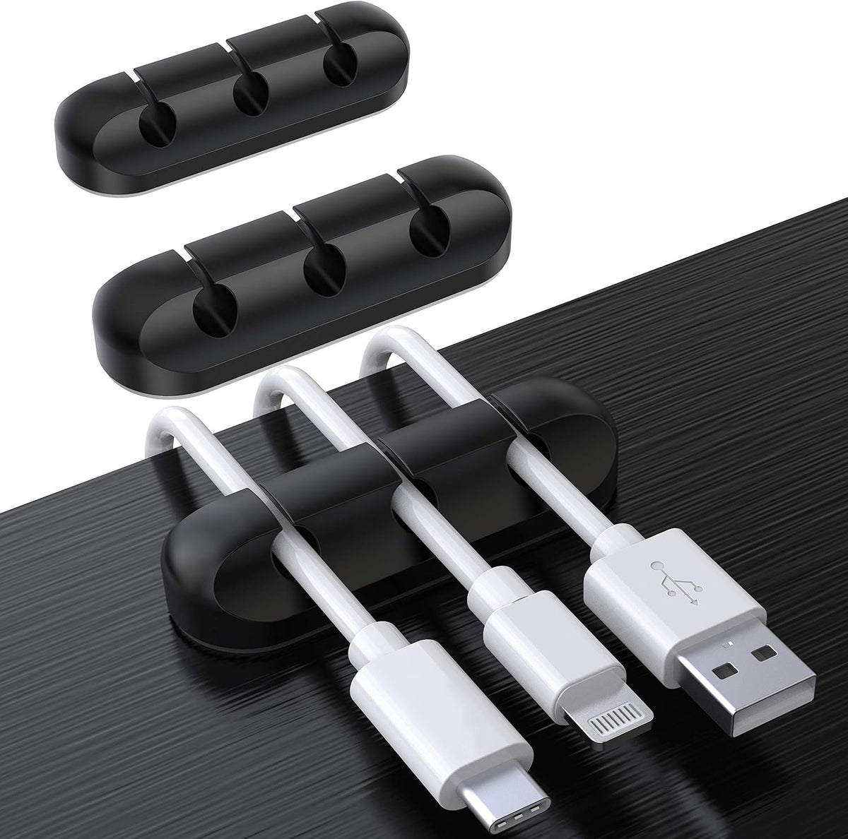 Cable Holder Clips, 3-Pack Cable Management Cord Organizer Clips Silicone Self Adhesive for Desktop USB Charging Cable Nightstand Power Cord Mouse Cable Wire PC Office Home