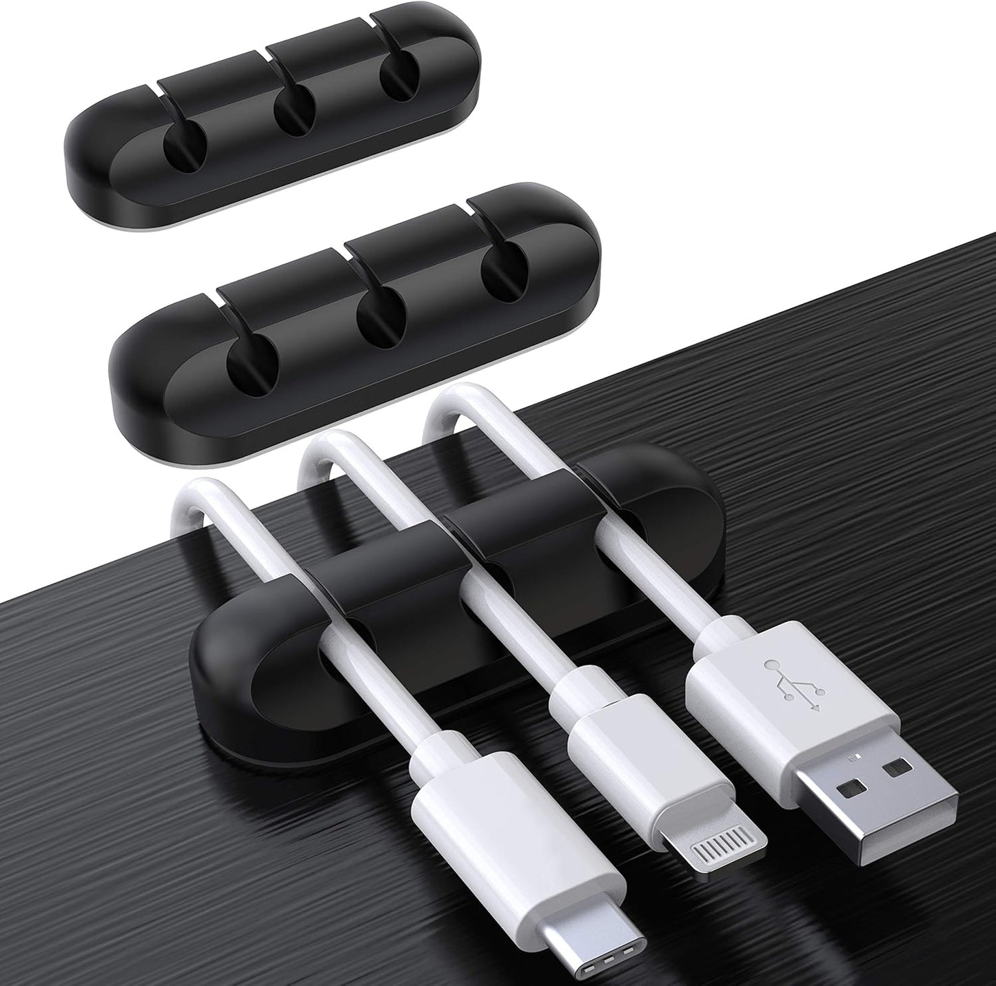 Cable Holder Clips, 3-Pack Cable Management Cord Organizer Clips Silicone Self Adhesive for Desktop USB Charging Cable Nightstand Power Cord Mouse Cable Wire PC Office Home