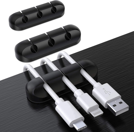 Cable Holder Clips, 3-Pack Cable Management Cord Organizer Clips Silicone Self Adhesive for Desktop USB Charging Cable Nightstand Power Cord Mouse Cable Wire PC Office Home