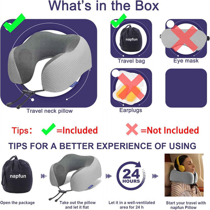 Ergonomic Memory Foam Flight Pillow with Integrated Support