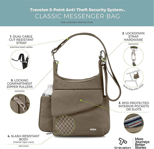 Travelon Anti-Theft Locking Messenger Bag