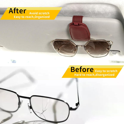 Magnetic Leather Car Visor Sunglass Holder 2 Pack