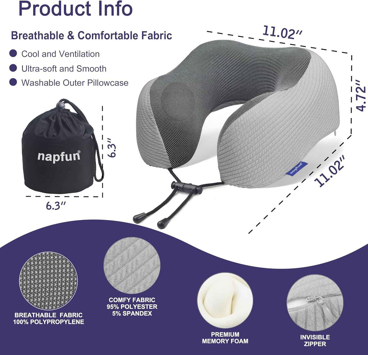 Ergonomic Memory Foam Flight Pillow with Integrated Support