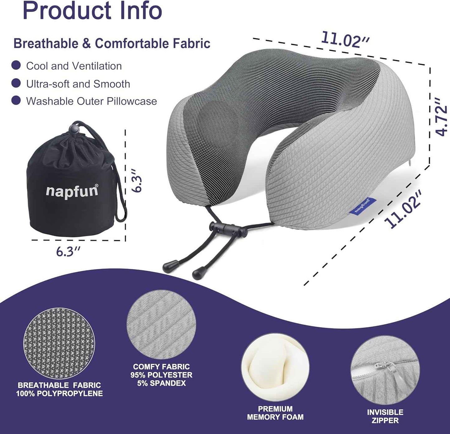 Ergonomic Memory Foam Flight Pillow with Integrated Support