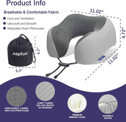 Ergonomic Memory Foam Flight Pillow with Integrated Support