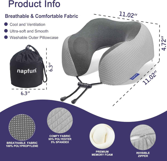 Ergonomic Memory Foam Flight Pillow with Integrated Support