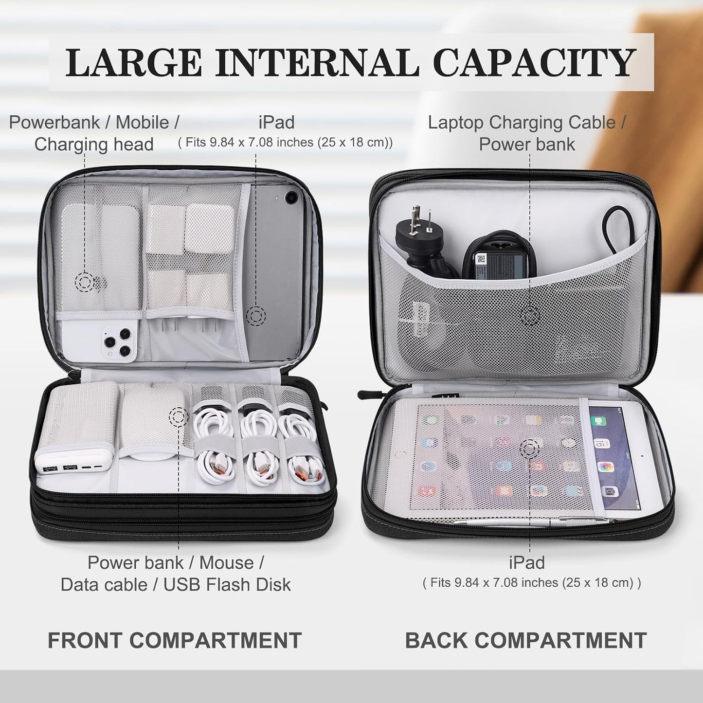 FYY Electronic Organizer with Double-Layer Storage