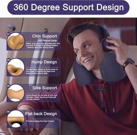 Contoured Memory Foam Travel Neck Pillow