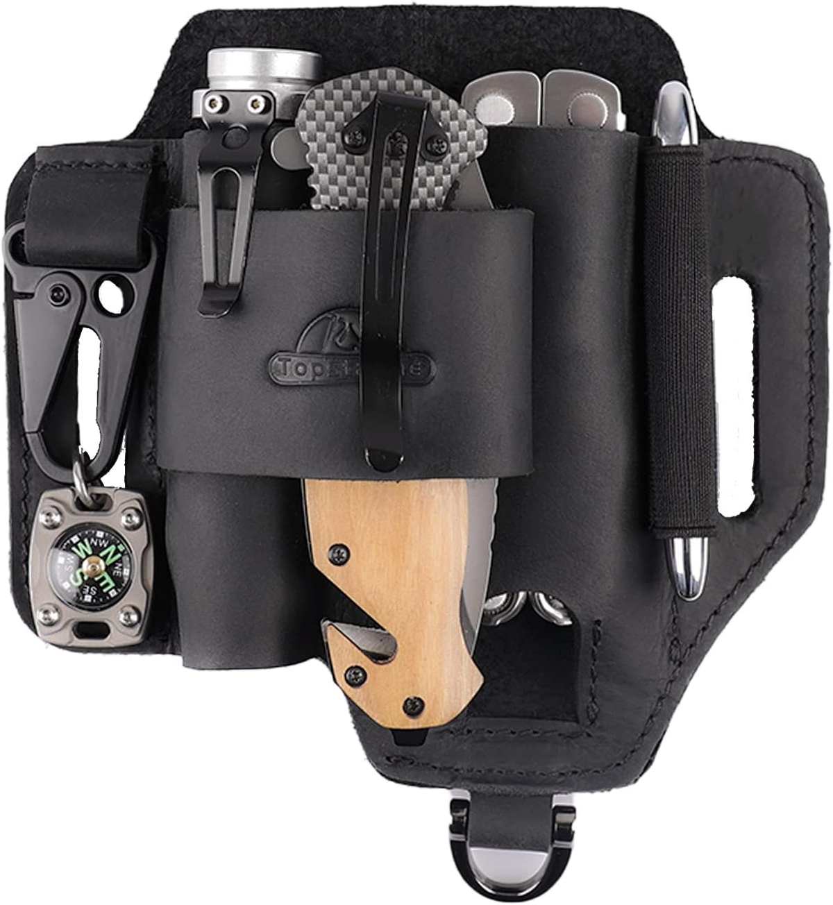 Leather Multitool Sheath,Edc Belt Organizer for Work and Daily Use,Leatherman Sheath,Edc Pocket Organizer for Flashlight and Multitool,Gifts for Men for Multitool,Darkbrown