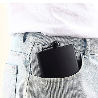 Matte Black Stainless Steel Pocket Flask 12 Ounces