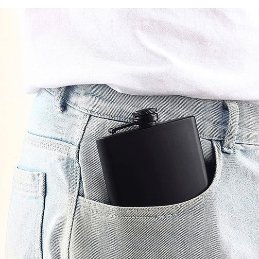 Matte Black Stainless Steel Pocket Flask 12 Ounces