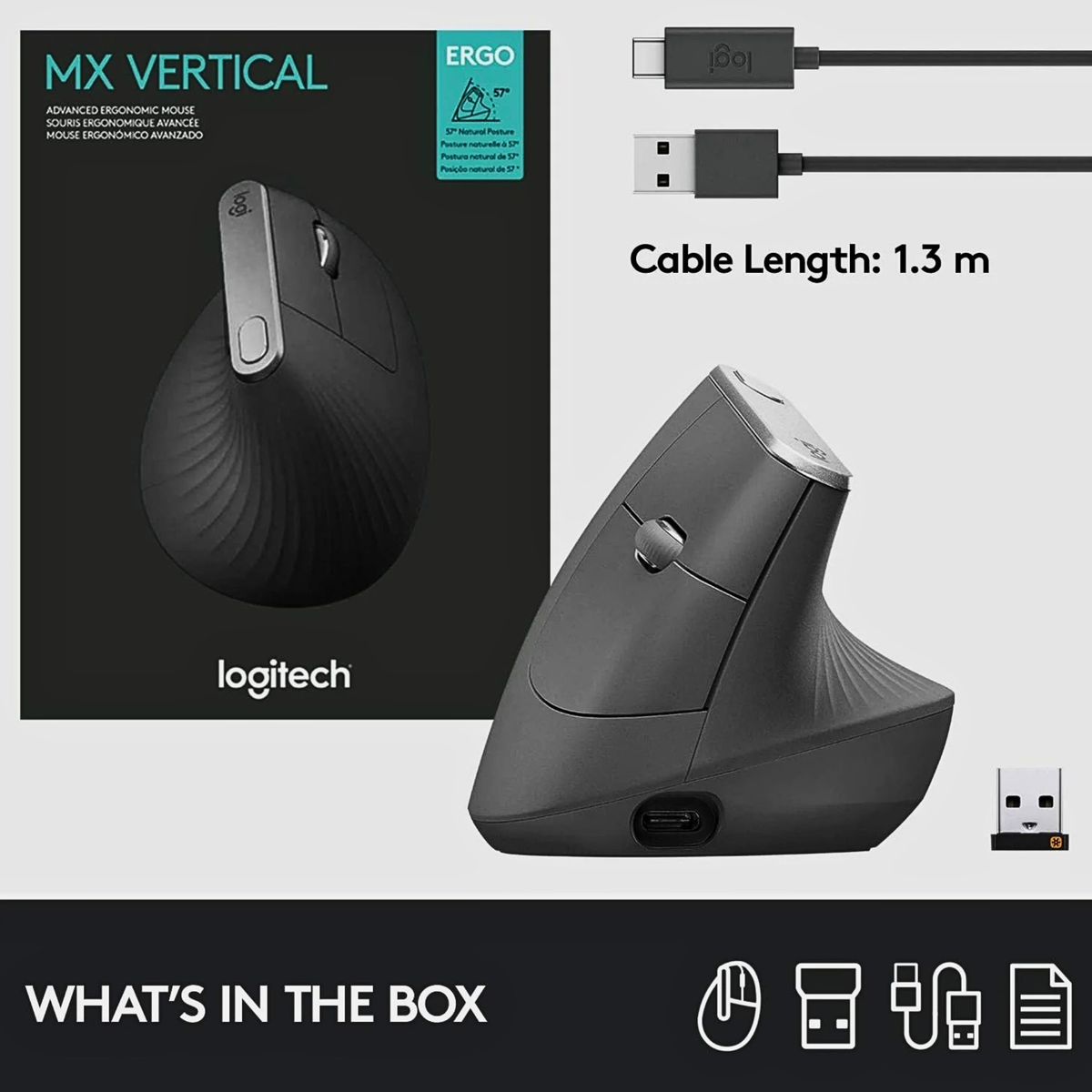 Logitech MX Vertical Ergonomic Mouse | Multi-Device Precision