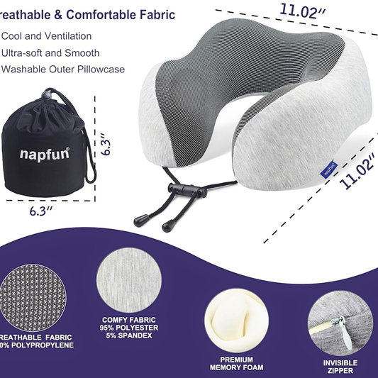 Contoured Memory Foam Travel Neck Pillow
