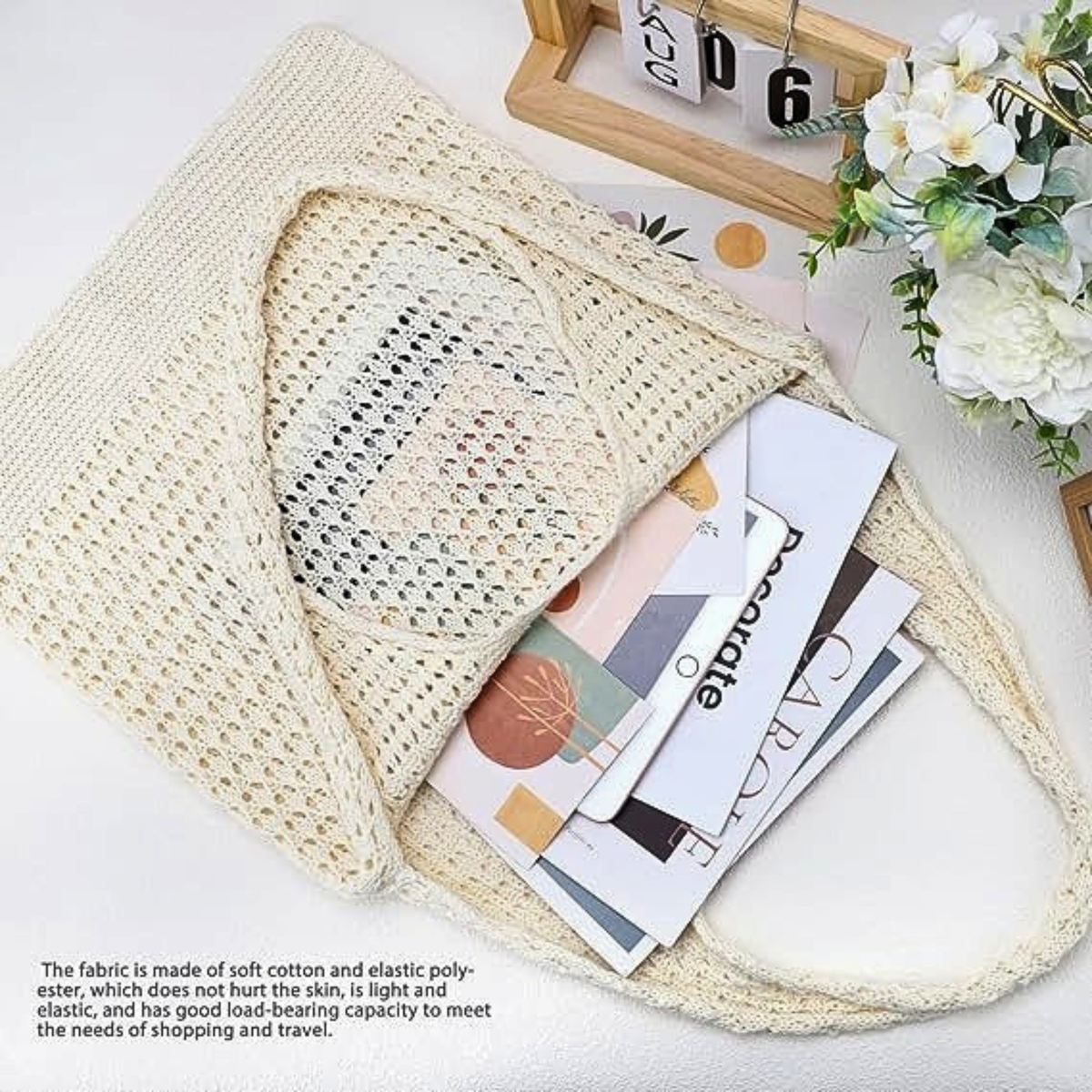 Hatisan Handmade Crochet Knit Beach Tote