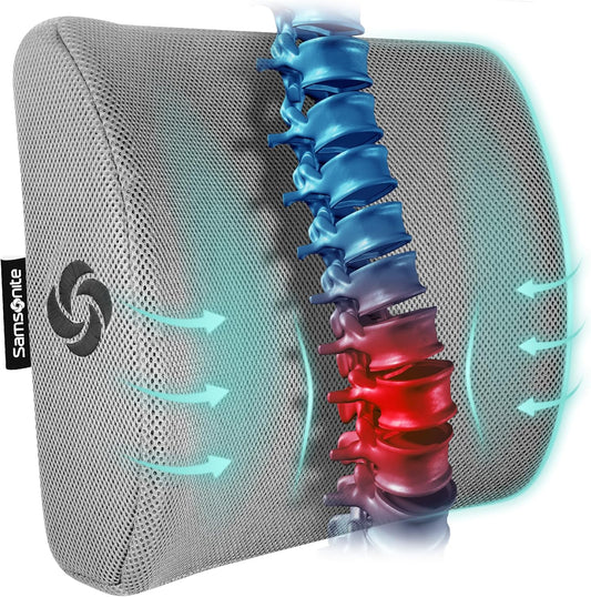 Memory Foam Lumbar Support Pillow for Office Chair, Gaming Chair, or Automotive Use, Ergonomic Back Cushion, Home Office Essentials for Sitting Comfort and Posture Relief Back Support