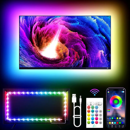 LED Lights for TV, 16.4Ft LED Lights for 45-75 Inch Tvs, RGB TV Backlight Behind, Music Sync Bluetooth APP & Remote Control Strip Lights USB Powered for Bedroom, Gaming, Home Décor