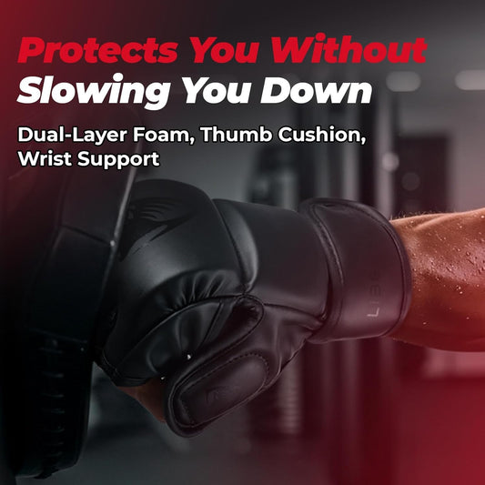 MMA Gloves Sparring for Men– Open Palm Training Gloves for Grappling, Kickboxing, Muay Thai, Youth Self-Defense, Heavy Bag Workouts – Durable Synthetic Leather with Wrist Support