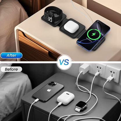 Foldable 3-in-1 Magnetic Wireless Charging Station | Apple Travel Dock