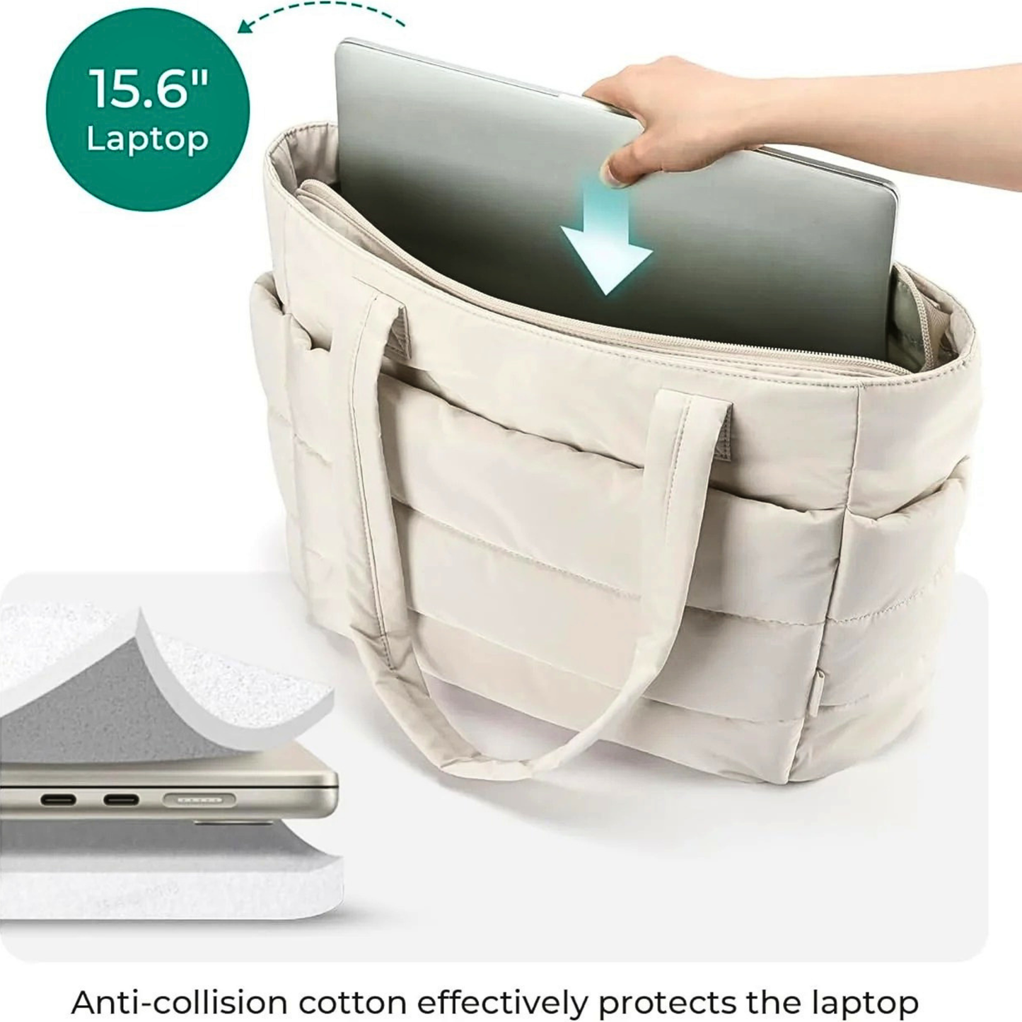 BAGSMART Lightweight Puffer Tote Bag with Zipper