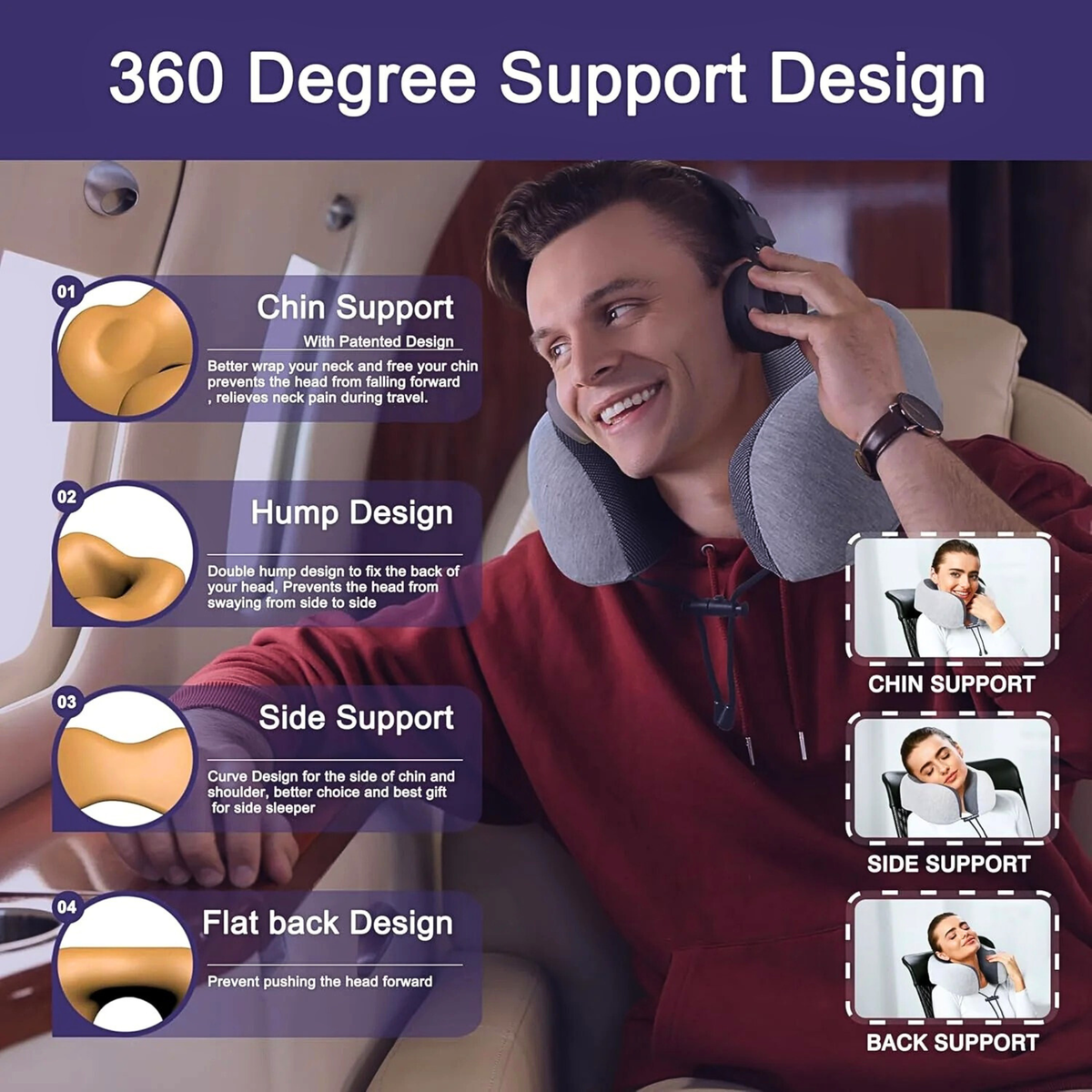 Contoured Memory Foam Travel Neck Pillow