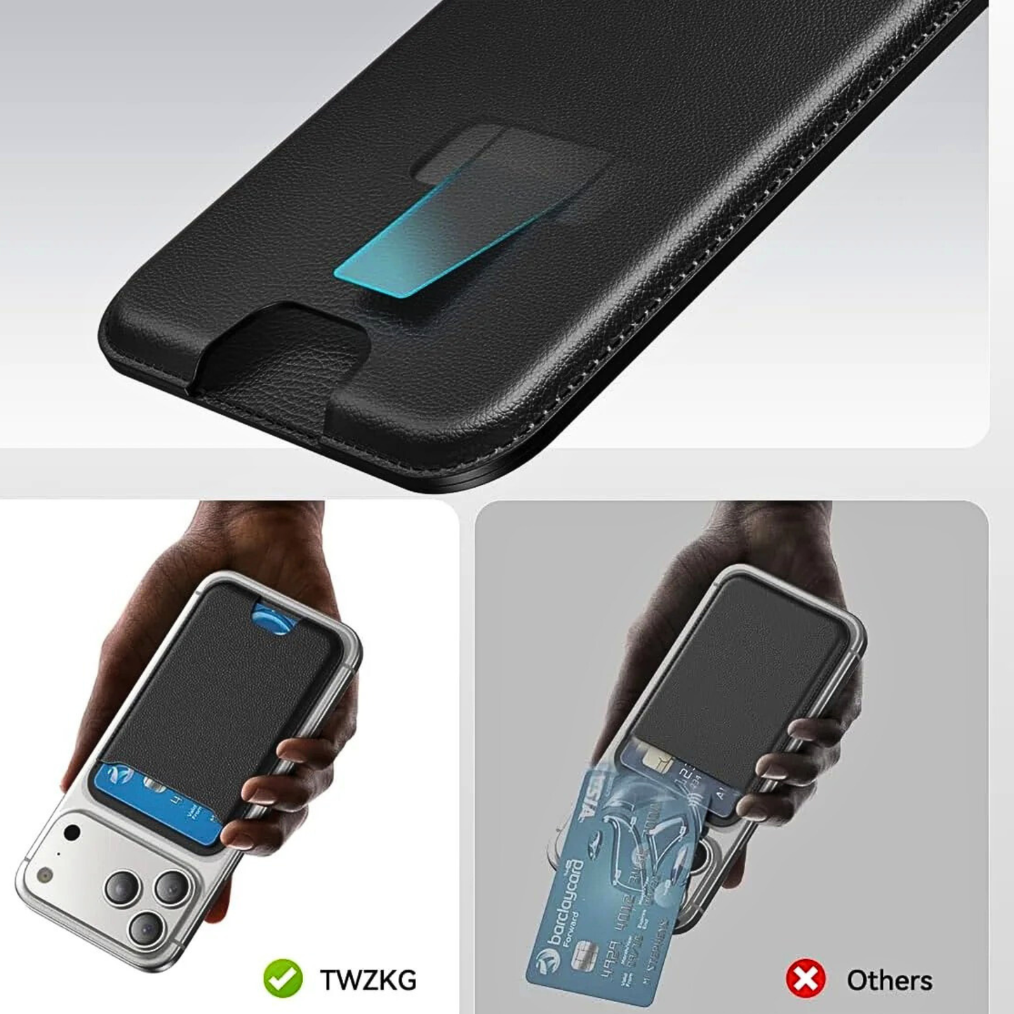 Slim Magnetic Leather Phone Wallet