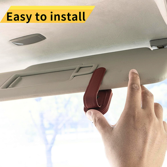 Magnetic Leather Car Visor Sunglass Holder 2 Pack