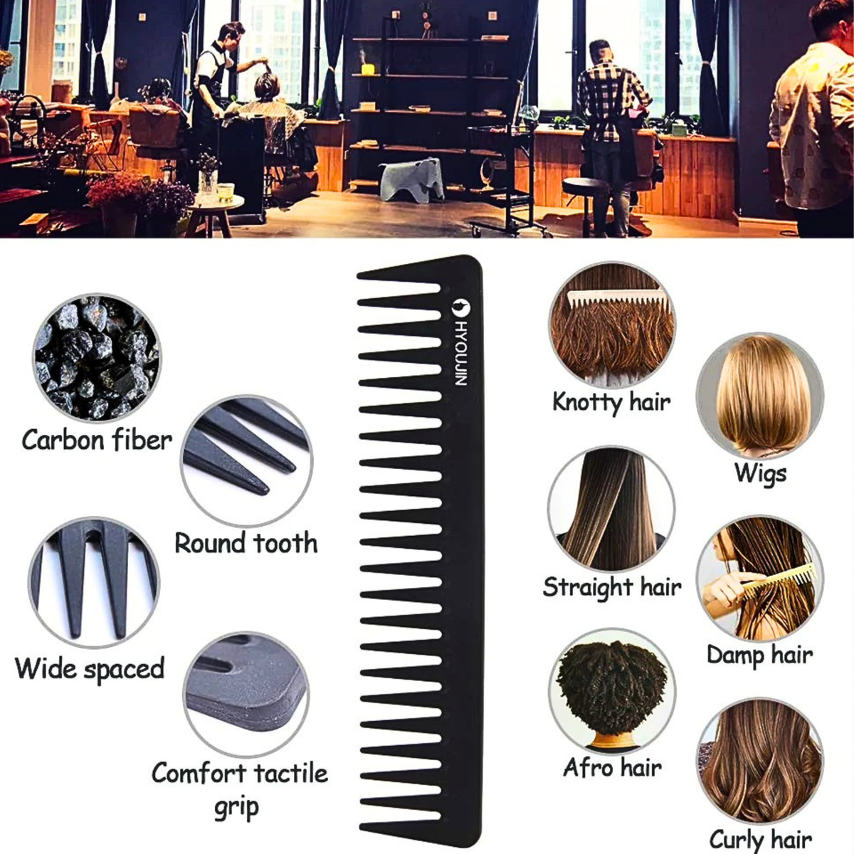HYOUJIN Carbon Fiber Detangling Comb