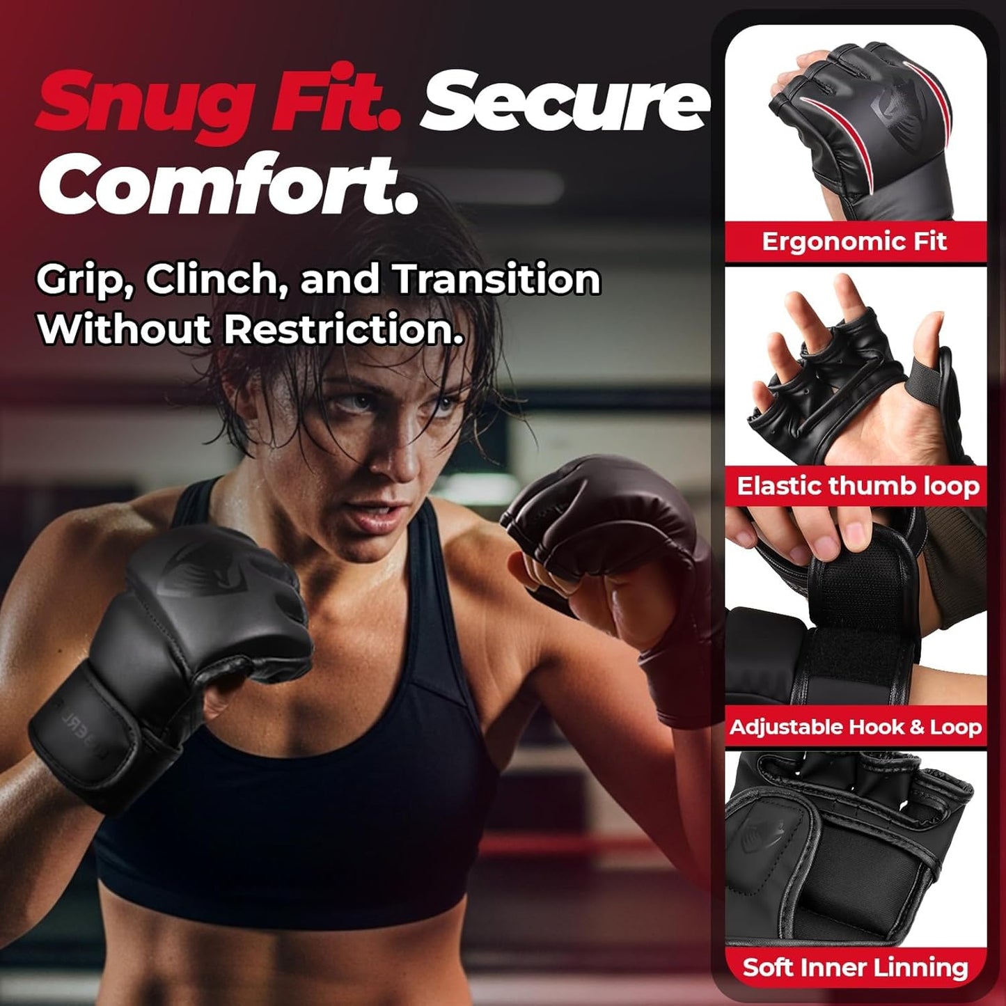 MMA Gloves Sparring for Men– Open Palm Training Gloves for Grappling, Kickboxing, Muay Thai, Youth Self-Defense, Heavy Bag Workouts – Durable Synthetic Leather with Wrist Support
