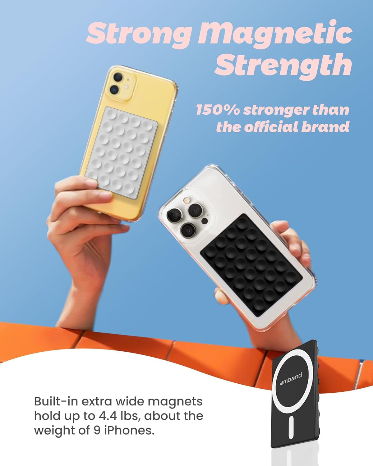 Magnetic Sticky Phone Suction Grip for Magsafe, Removable for Wireless Charging, Durable Magnet Silicone Portable Mount Stand for Iphone 12 13 14 15 16 17 Series, Hands-Free Video/Selfie, Black