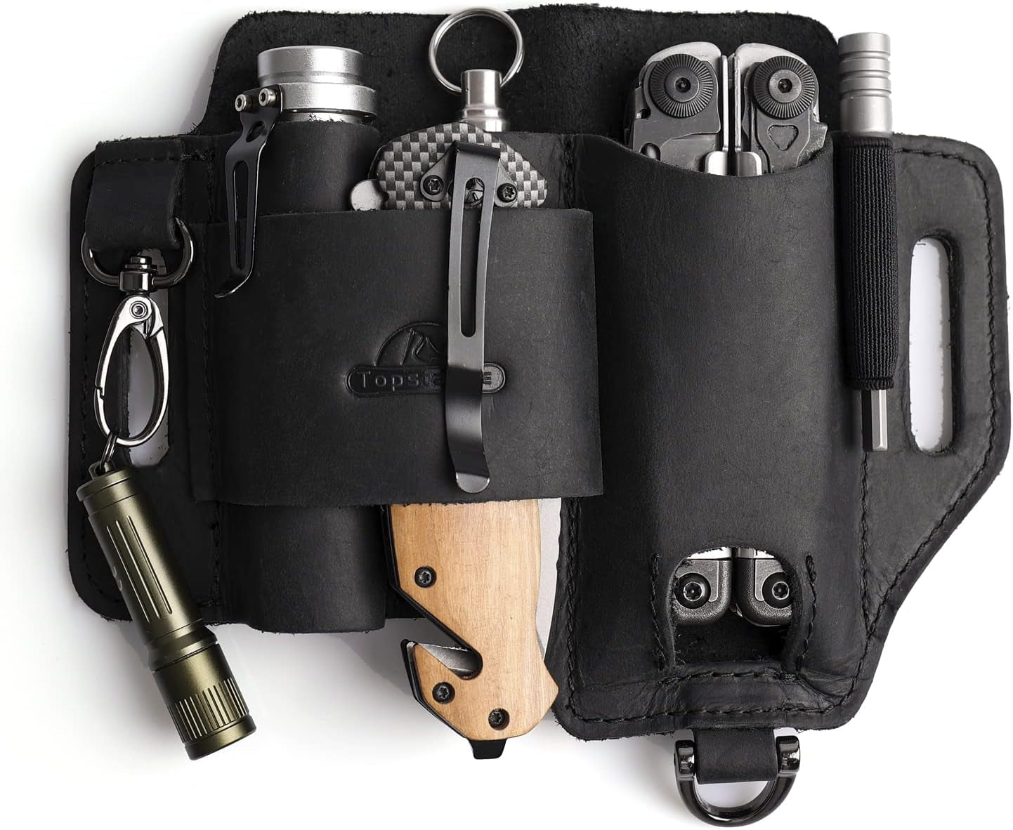 Leather Multitool Sheath,Edc Belt Organizer for Work and Daily Use,Leatherman Sheath,Edc Pocket Organizer for Flashlight and Multitool,Gifts for Men for Multitool,Darkbrown