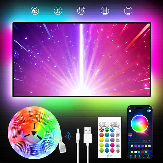 LED Lights for TV, 16.4Ft LED Lights for 45-75 Inch Tvs, RGB TV Backlight Behind, Music Sync Bluetooth APP & Remote Control Strip Lights USB Powered for Bedroom, Gaming, Home Décor