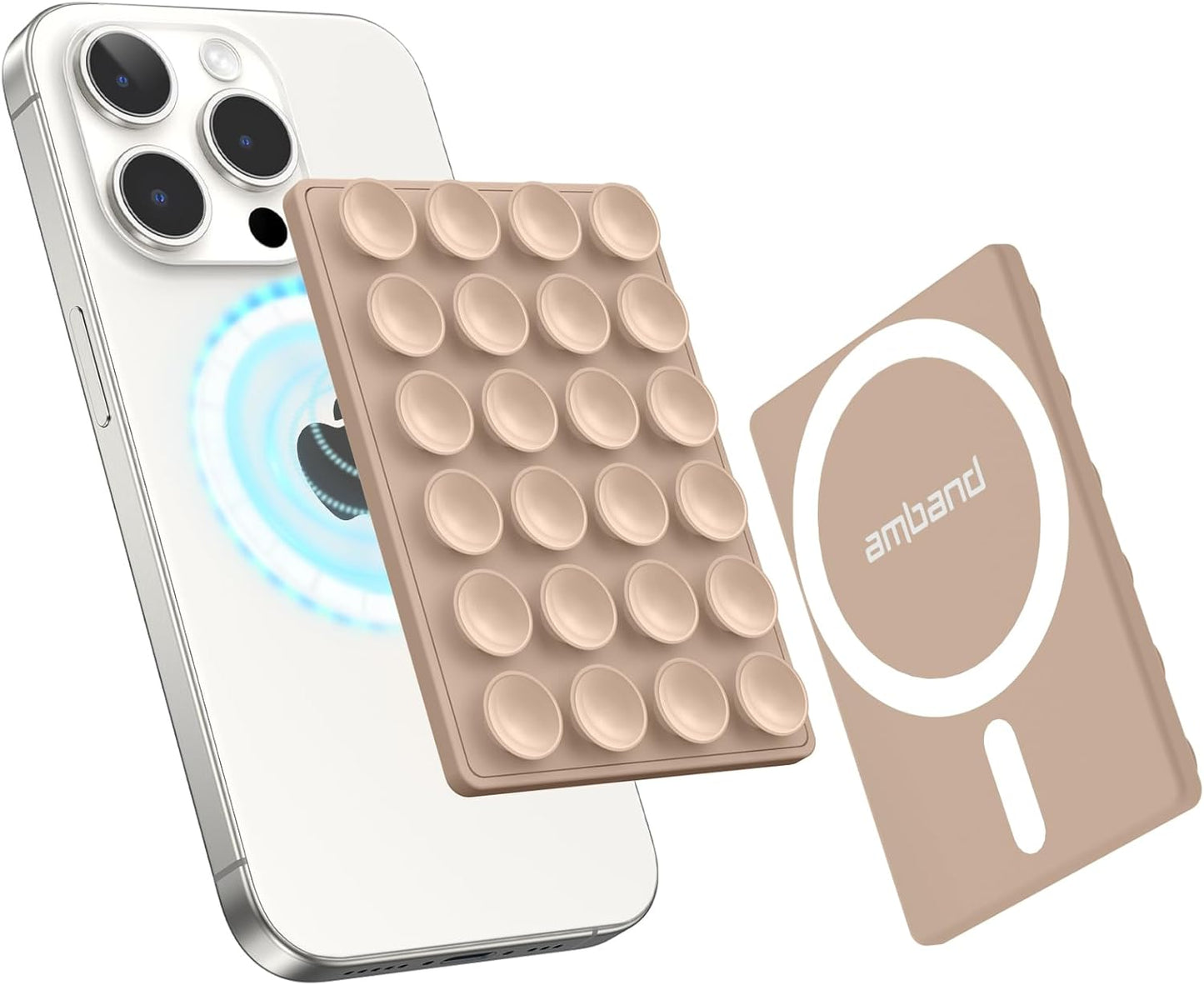 Magnetic Sticky Phone Suction Grip for Magsafe, Removable for Wireless Charging, Durable Magnet Silicone Portable Mount Stand for Iphone 12 13 14 15 16 17 Series, Hands-Free Video/Selfie, Black