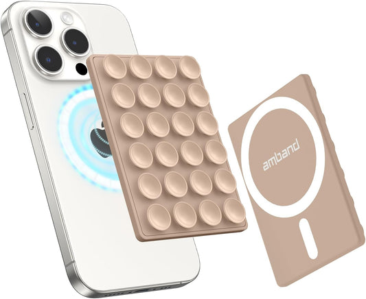 Magnetic Sticky Phone Suction Grip for Magsafe, Removable for Wireless Charging, Durable Magnet Silicone Portable Mount Stand for Iphone 12 13 14 15 16 17 Series, Hands-Free Video/Selfie, Black